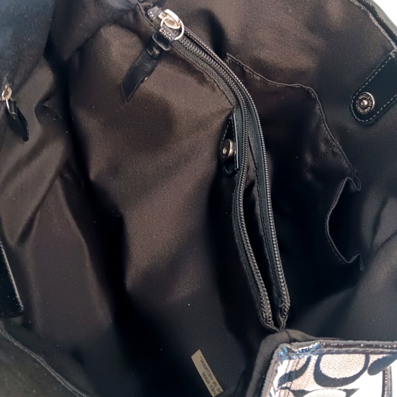 Coach Signature Monogram Stripe Canvas Devin Shoulder Bag w/ Peyton Wallet - Picture 9 of 16